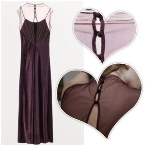 Zara 🔥 Lingerie Dress Satin Effect Style Mesh Maroon Long Seductive Boduir S